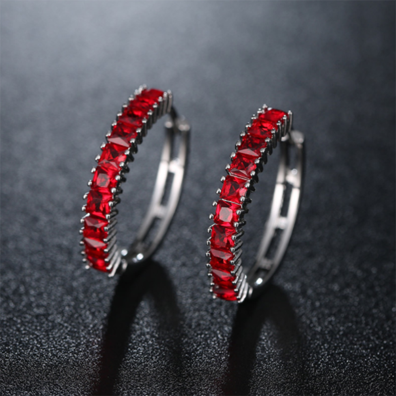 European and American simple crystal zircon full diamond ear ring