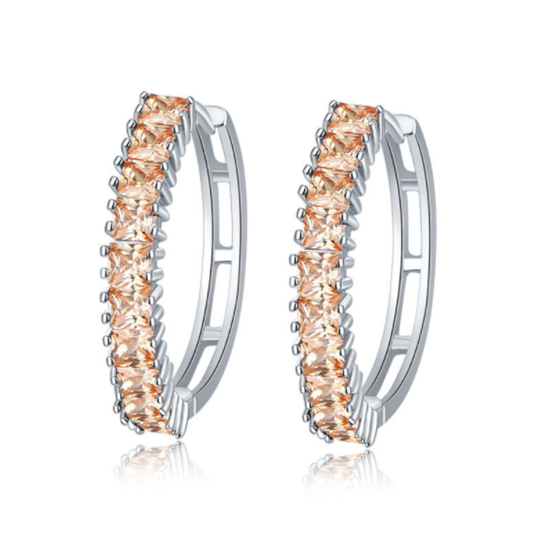 European and American simple crystal zircon full diamond ear ring