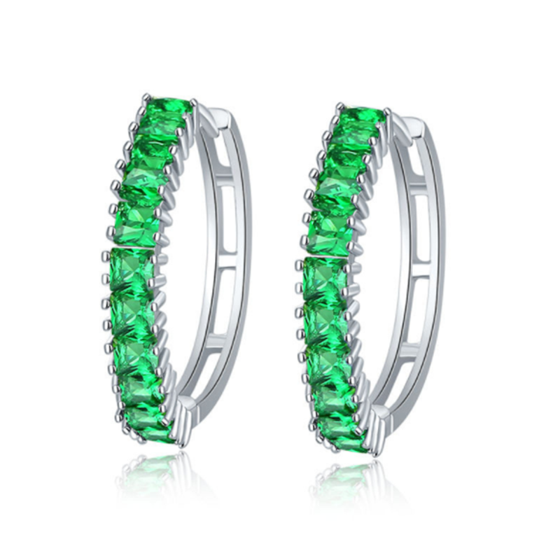 European and American simple crystal zircon full diamond ear ring