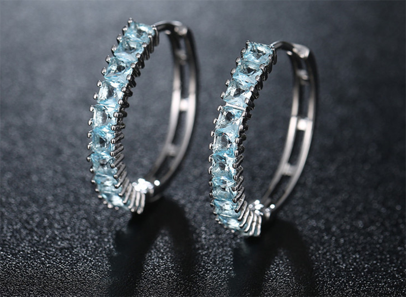 European and American simple crystal zircon full diamond ear ring