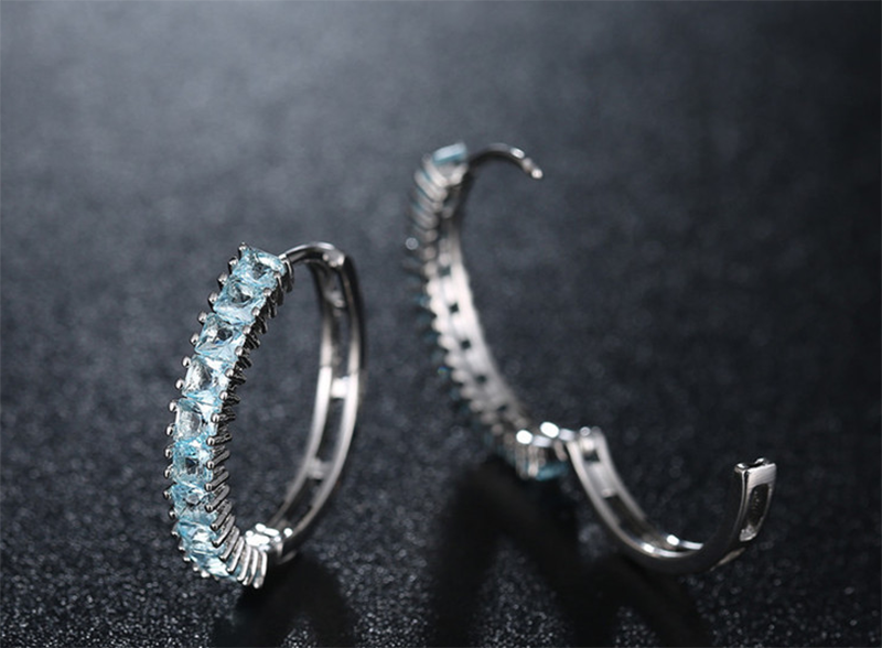 European and American simple crystal zircon full diamond ear ring