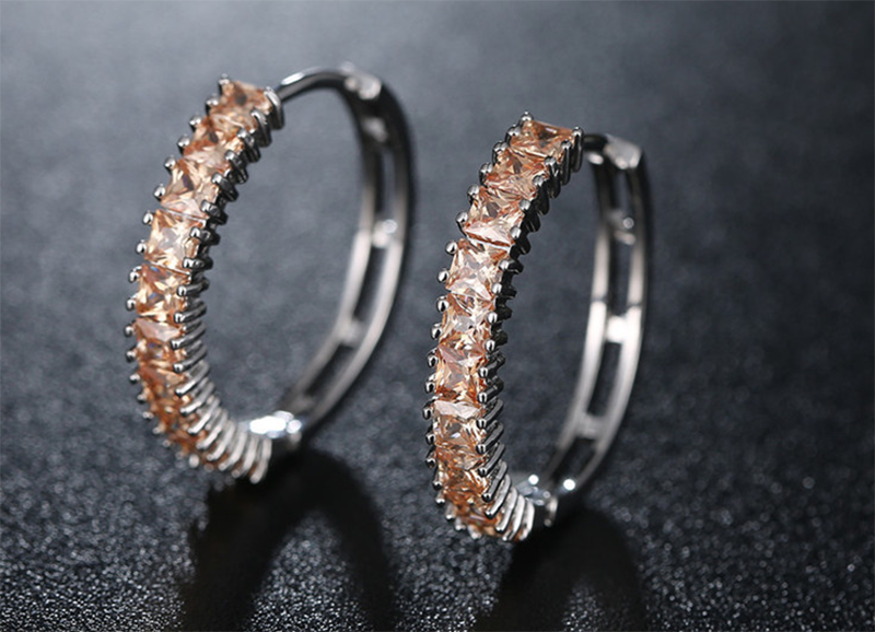 European and American simple crystal zircon full diamond ear ring