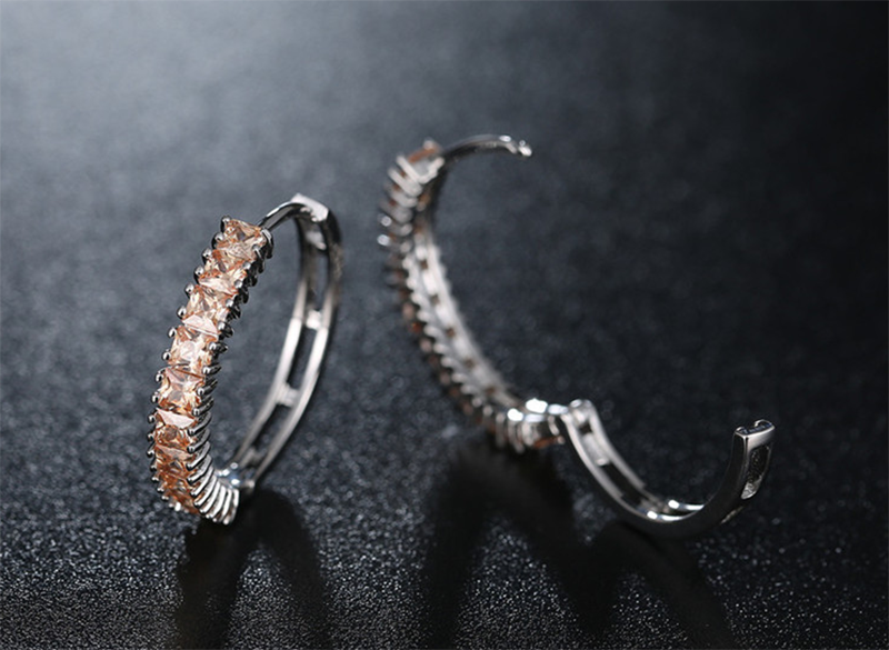 European and American simple crystal zircon full diamond ear ring