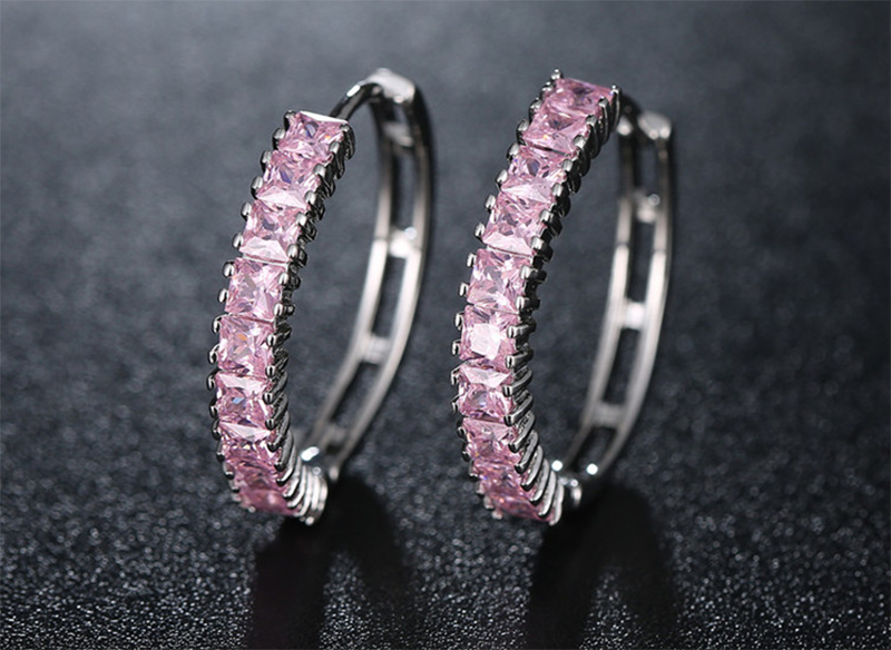 European and American simple crystal zircon full diamond ear ring