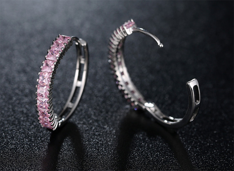 European and American simple crystal zircon full diamond ear ring