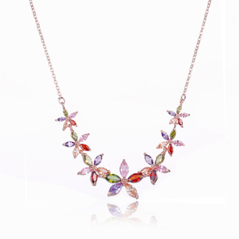 As a summer flower AAA colorful zircon necklace