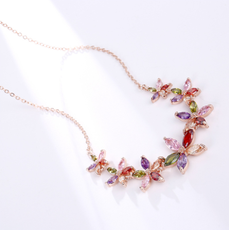 As a summer flower AAA colorful zircon necklace