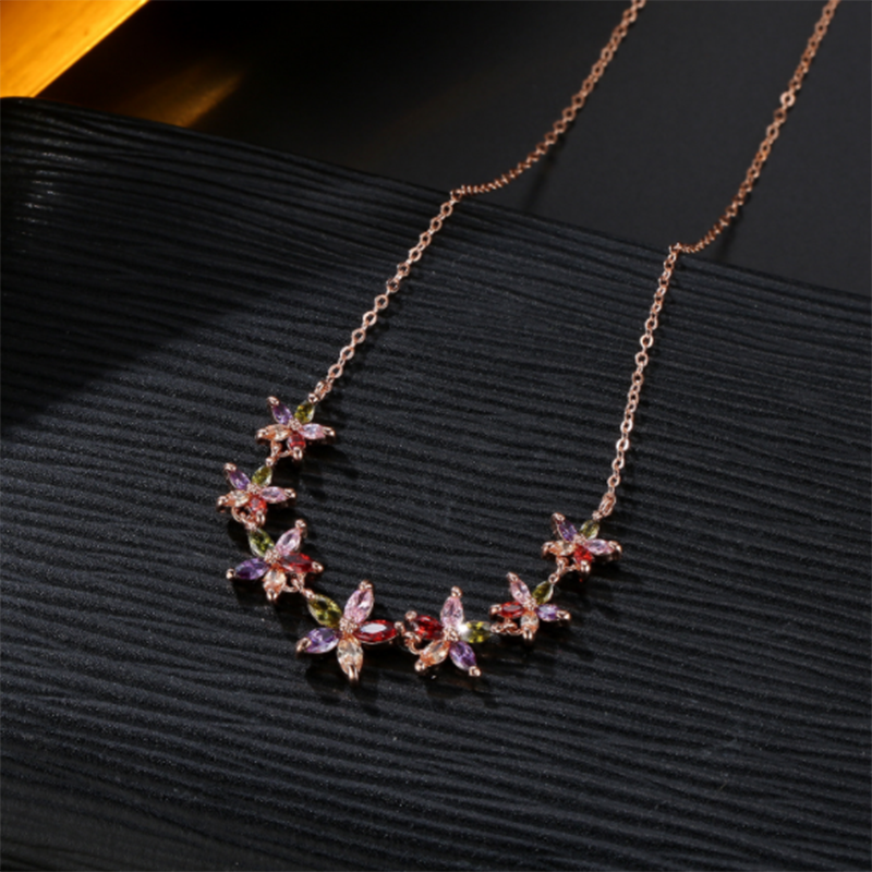 As a summer flower AAA colorful zircon necklace