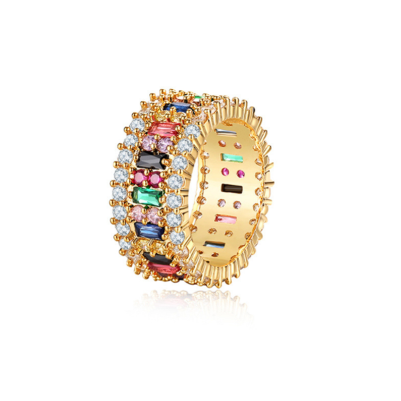 Europe and the United States new colorful diamond personality fashion geometric ring