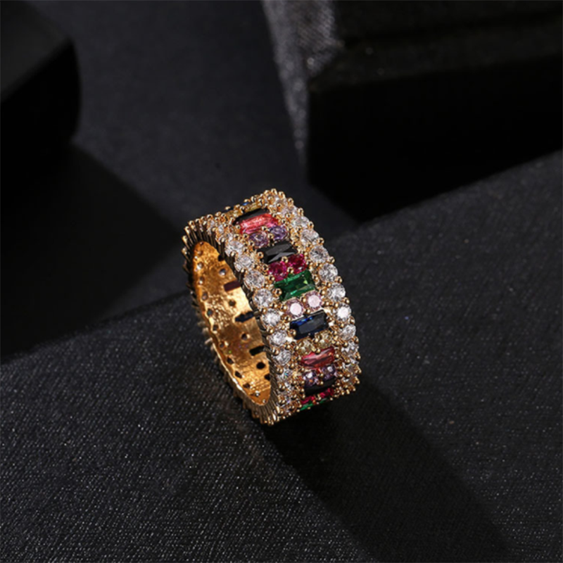 Europe and the United States new colorful diamond personality fashion geometric ring