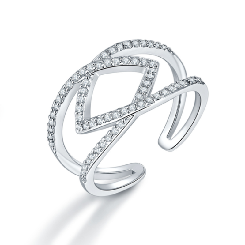 Exquisite diamond-studded zircon opening couple ring (female)