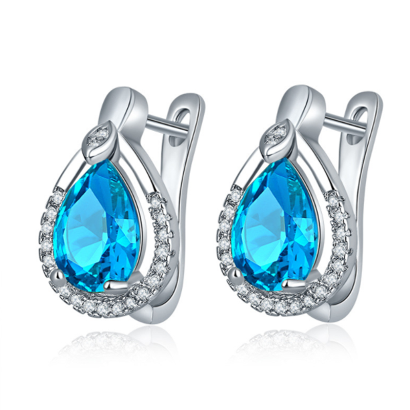 Europe and the United States new water drops zircon inlaid diamond earrings