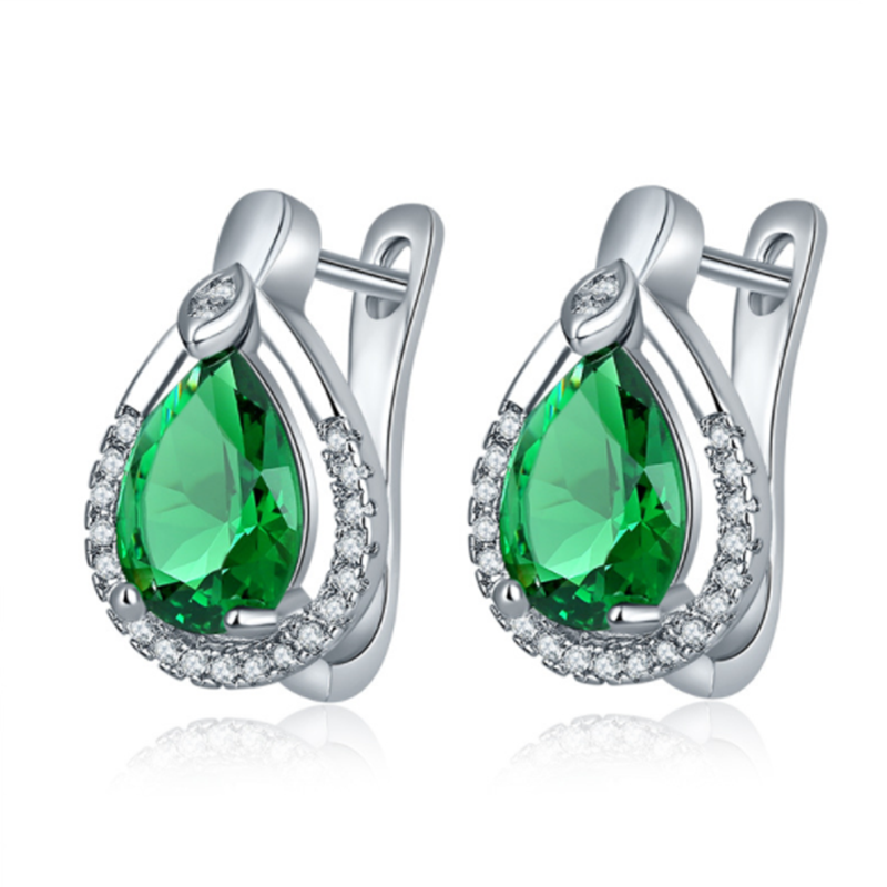 Europe and the United States new water drops zircon inlaid diamond earrings