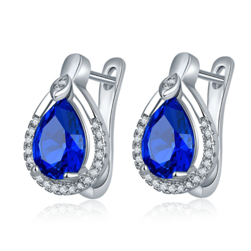 Europe and the United States new water drops zircon inlaid diamond earrings