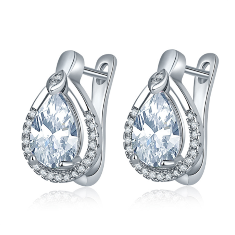 Europe and the United States new water drops zircon inlaid diamond earrings