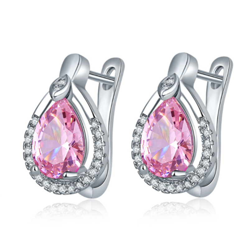 Europe and the United States new water drops zircon inlaid diamond earrings