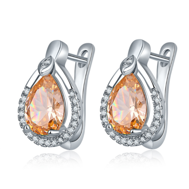 Europe and the United States new water drops zircon inlaid diamond earrings