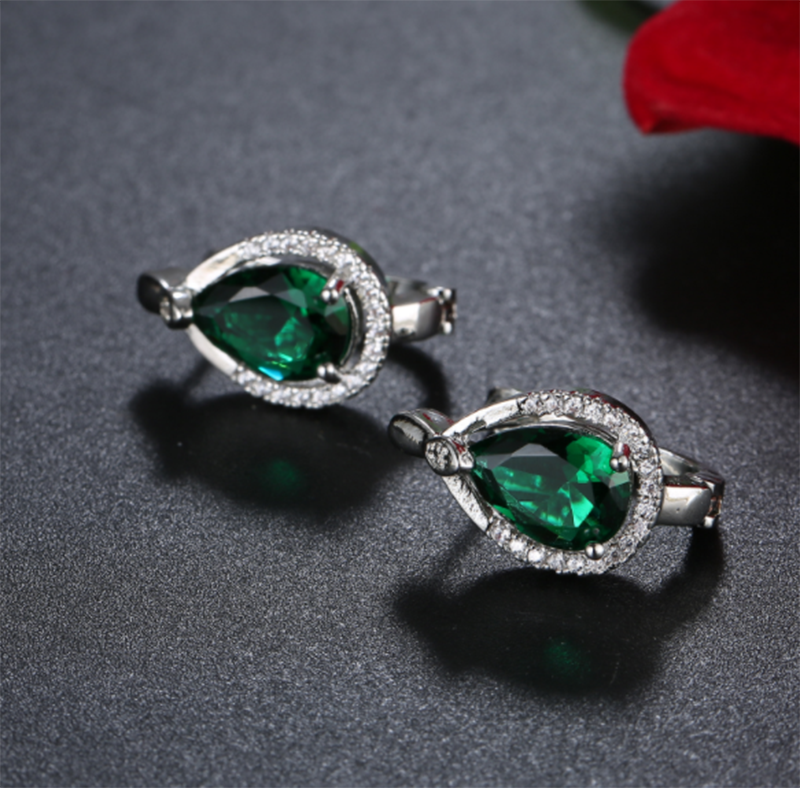 Europe and the United States new water drops zircon inlaid diamond earrings