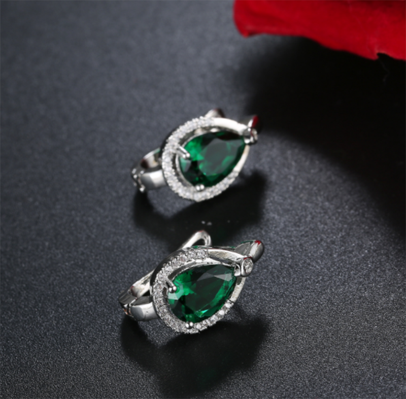 Europe and the United States new water drops zircon inlaid diamond earrings