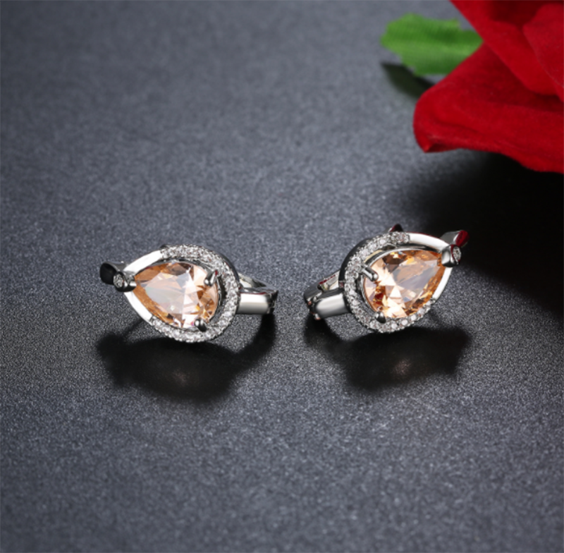 Europe and the United States new water drops zircon inlaid diamond earrings