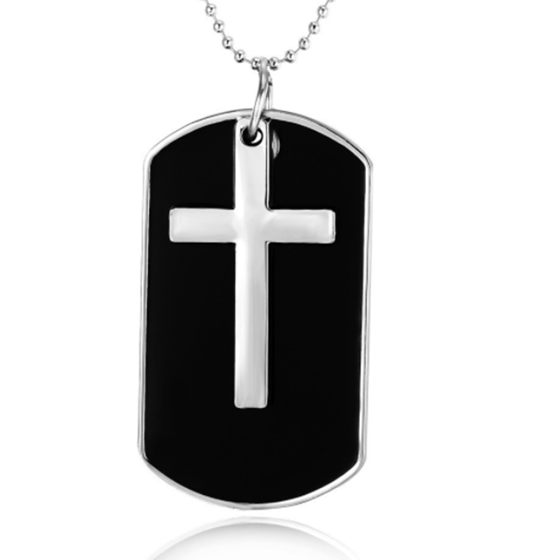 European and American Korean fashion personality cross military men's necklace