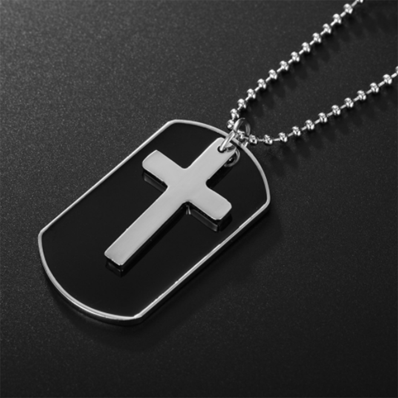European and American Korean fashion personality cross military men's necklace