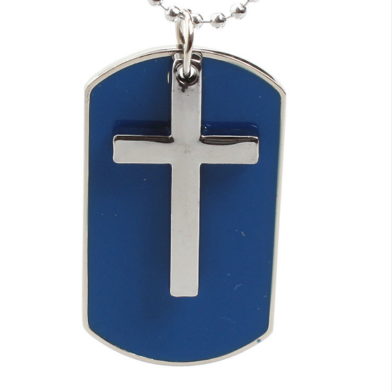 European and American Korean fashion personality cross military men's necklace