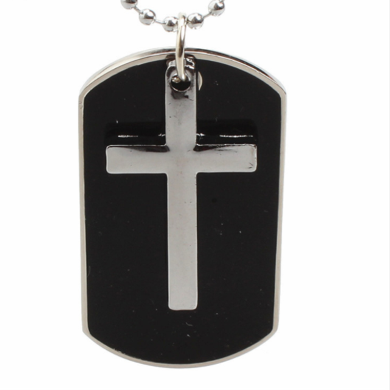 European and American Korean fashion personality cross military men's necklace