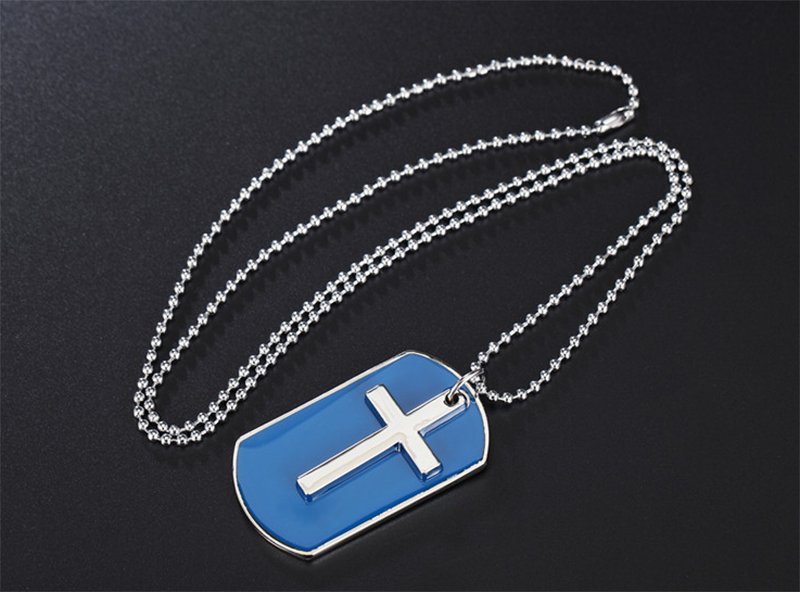 European and American Korean fashion personality cross military men's necklace