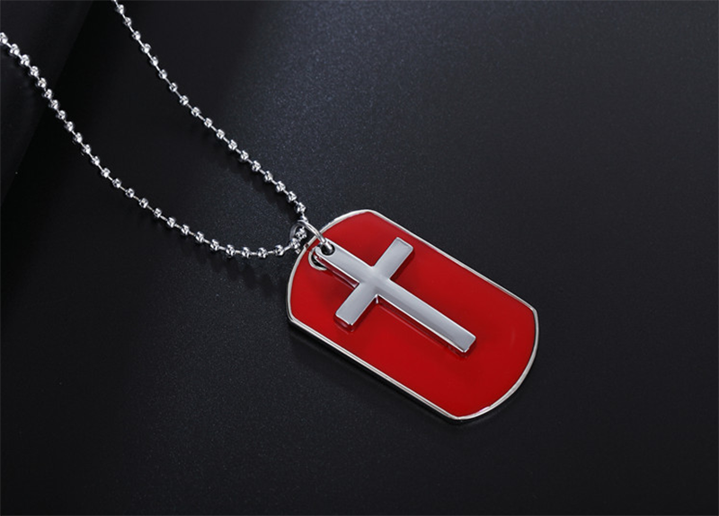 European and American Korean fashion personality cross military men's necklace