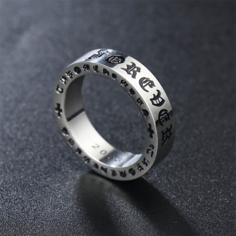 Personality fashion punk men&apos;s cross titanium steel ring