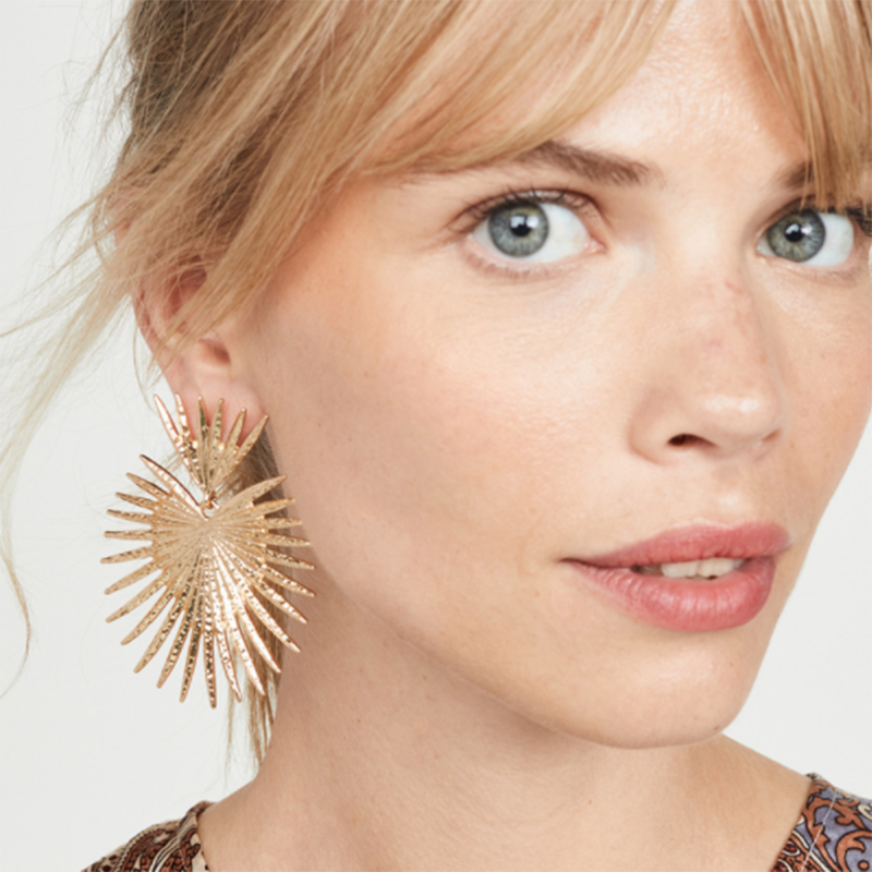 Personality simple fan-shaped exaggerated tassel geometric earrings