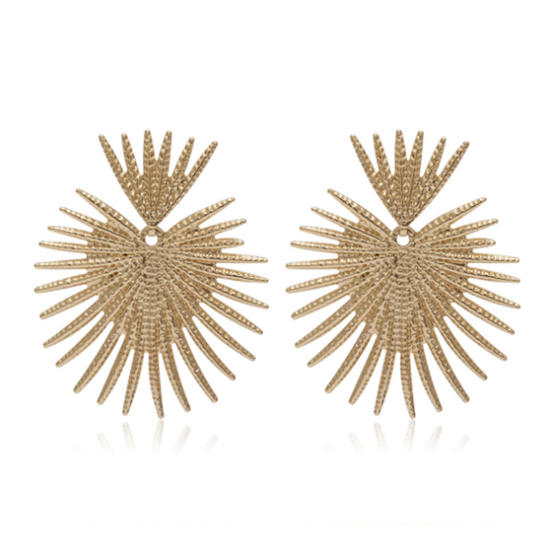 Personality simple fan-shaped exaggerated tassel geometric earrings