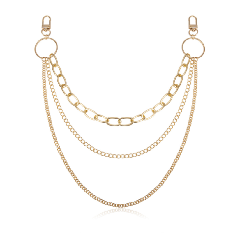 Simple multi-layer tassel geometric chain waist chain