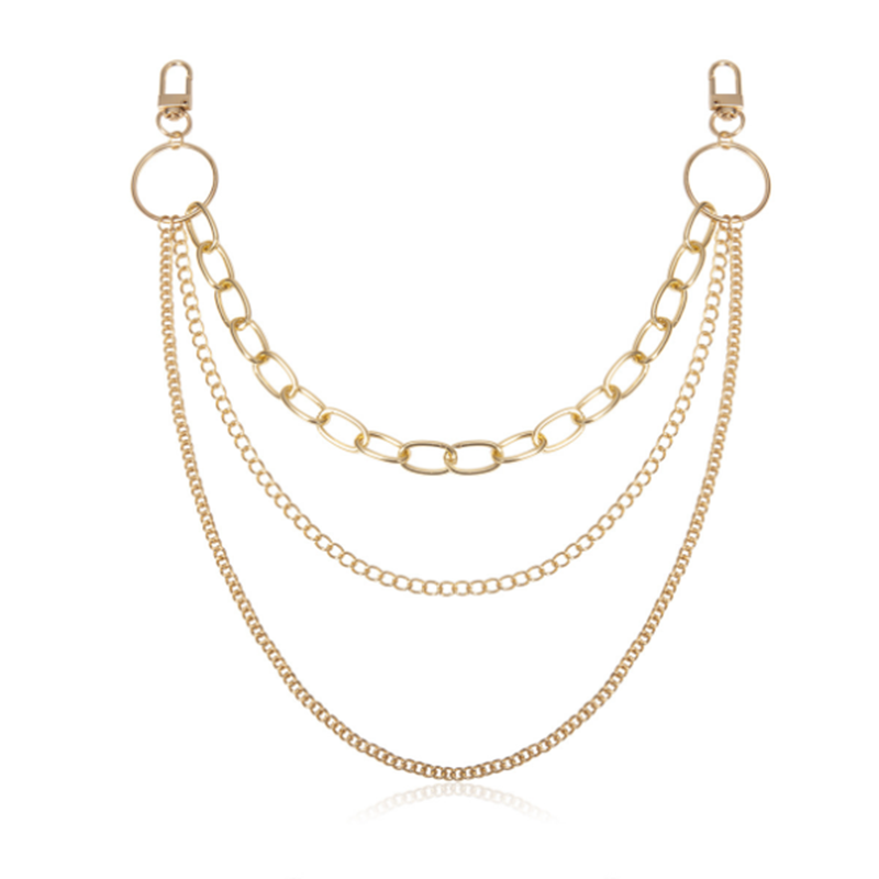 Simple multi-layer tassel geometric chain waist chain
