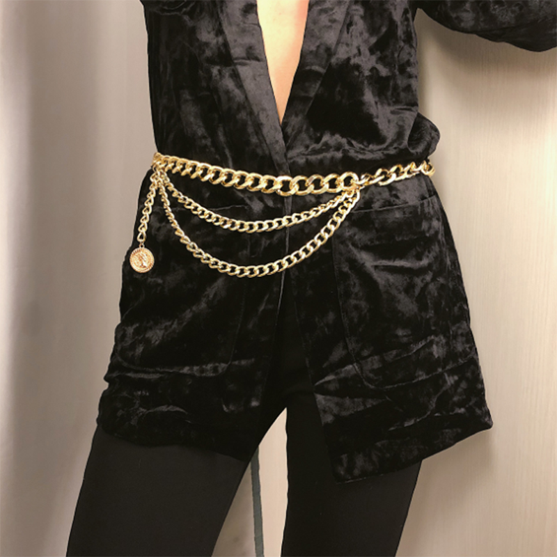 Personality retro tassels versatile multi-layer waist chain