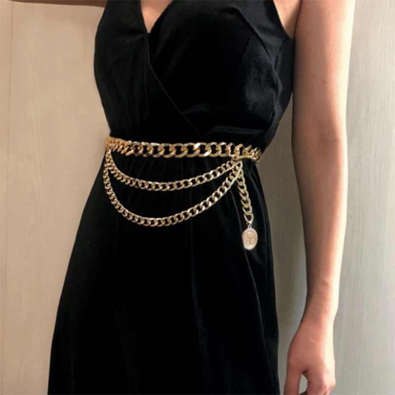 Personality retro tassels versatile multi-layer waist chain