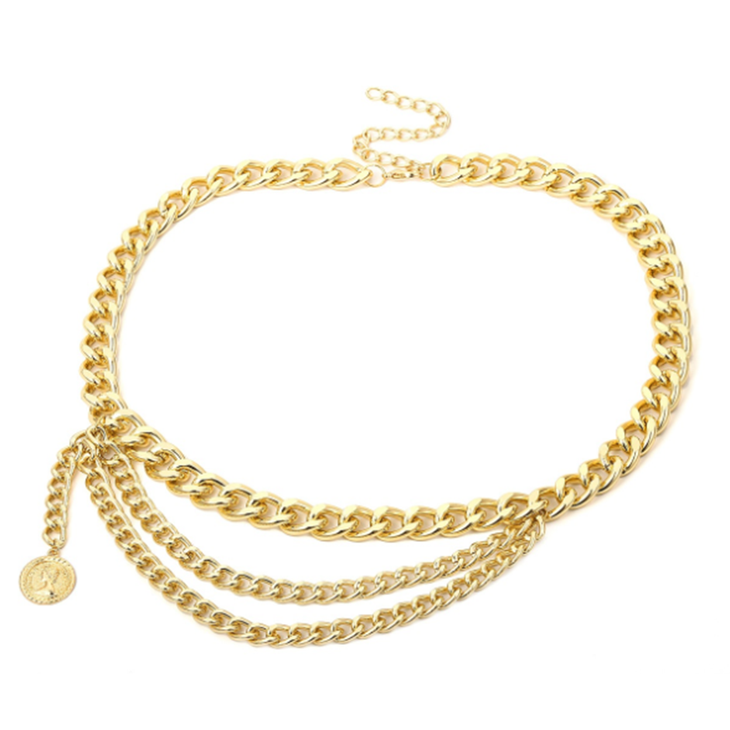 Personality retro tassels versatile multi-layer waist chain
