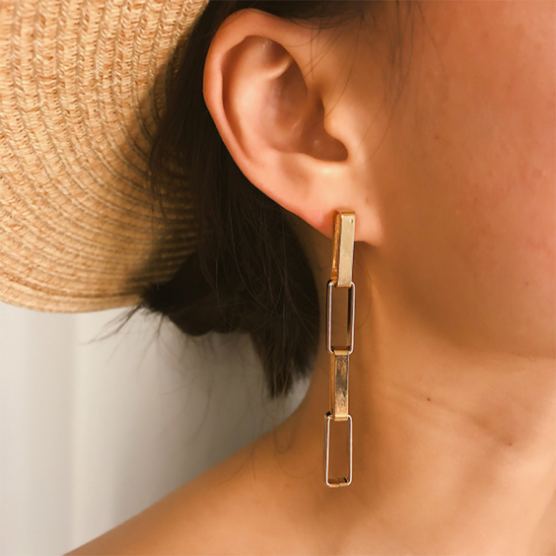 Original minimalist geometric square word tassel earrings