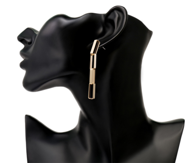 Original minimalist geometric square word tassel earrings