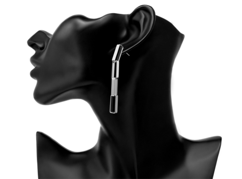 Original minimalist geometric square word tassel earrings