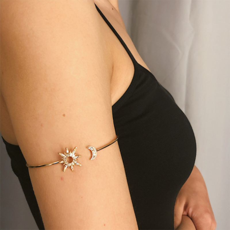Geometric Zircon Adjustable Simple Micro Inlay Sun Moon Original Bracelet