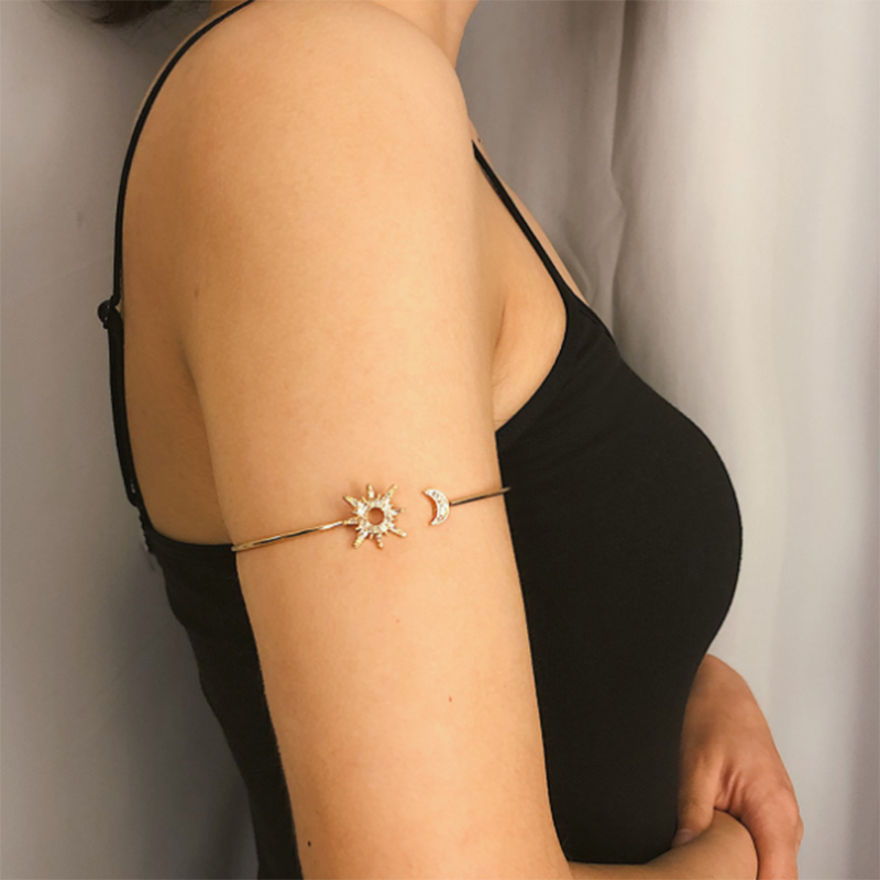Geometric Zircon Adjustable Simple Micro Inlay Sun Moon Original Bracelet