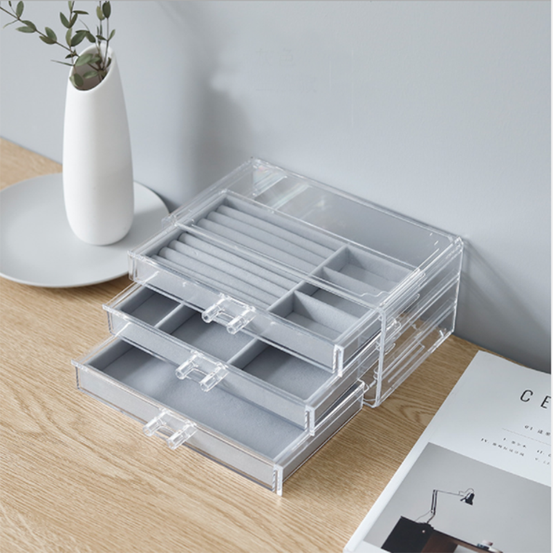 European style transparent drawer earring ring desktop storage box
