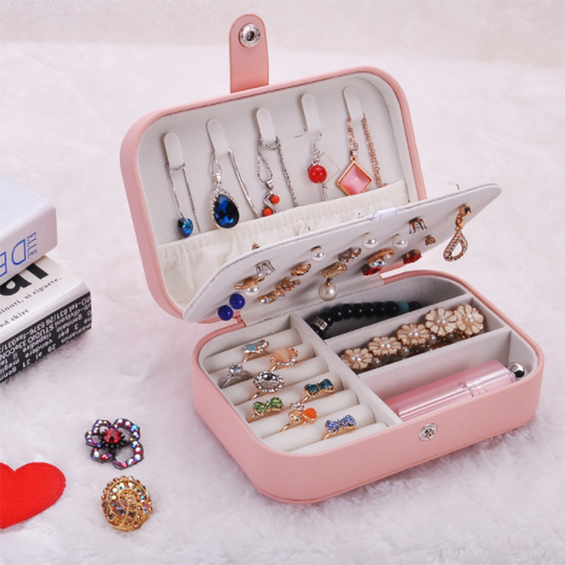European-style leather double-layer jewelry storage box