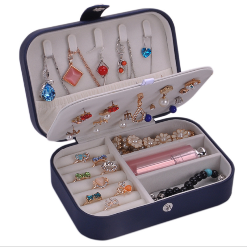 European-style leather double-layer jewelry storage box