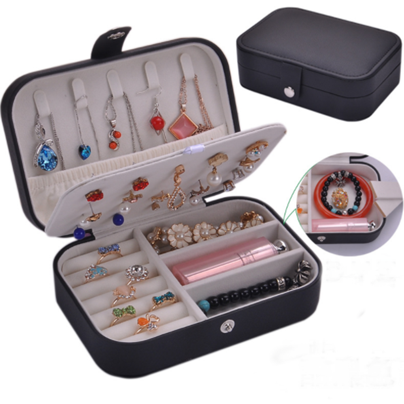 European-style leather double-layer jewelry storage box