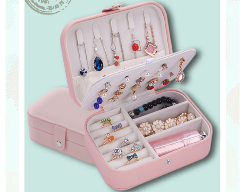 European-style leather double-layer jewelry storage box