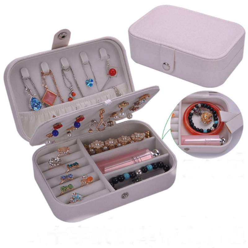 European-style leather double-layer jewelry storage box