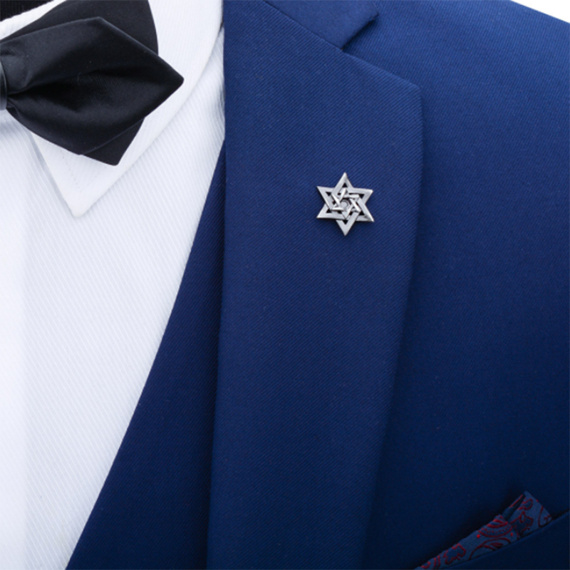 Men&apos;s Mini Suit Delicate Wild Hex Star Collar Pin